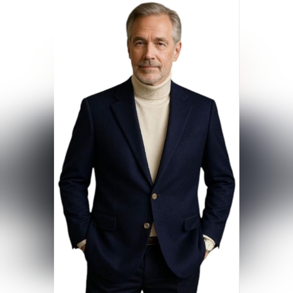 100% Cashmere Navy Blue Men's Blazer